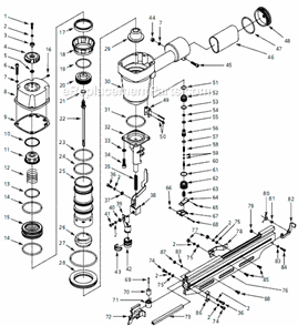 Page A Diagram and Parts List for JB349500  Campbell Hausfeld Nailer